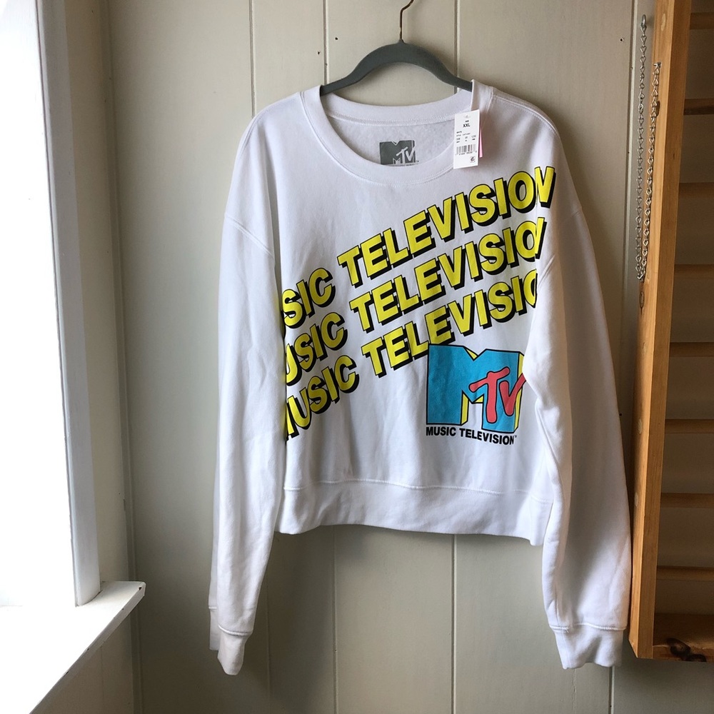 *MTV White Unisex Graphic Print New Women’s Size XXL Sweat Shirt Sweater